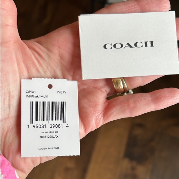 Coach Tan and Brown Card Holder with Colorful Logo - Picture 7 of 7